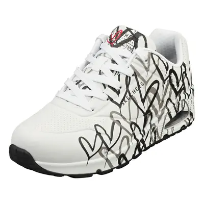 (7) Skechers Uno Spread The Love Womens Fashion Trainers in White Black