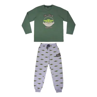 (X Large) Men's The Mandalorian The Child Long Sleeve Green Pyjama Set