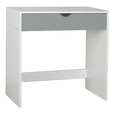 (White Table & Grey Drawers) Drawer Dressing Table Wooden Work Desk Furniture