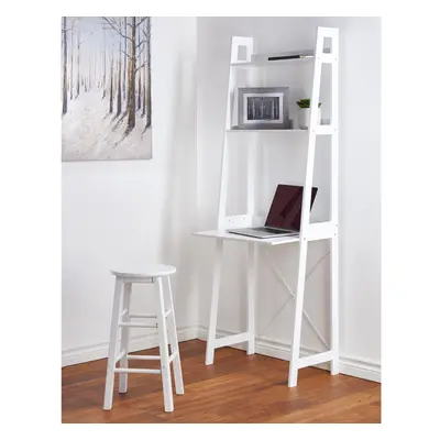 (White) Ladder Desk Shelves Wooden Computer Table Office