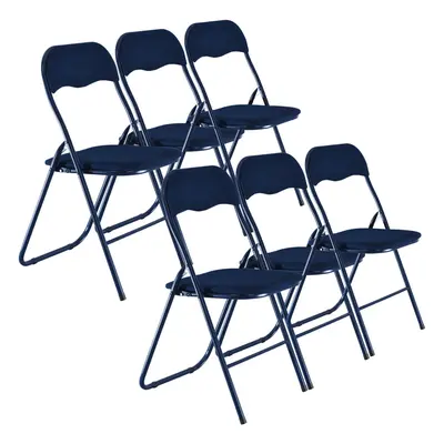 (Blue Ribcord) Pc Folding Lightweight Chair Set Metal Frame