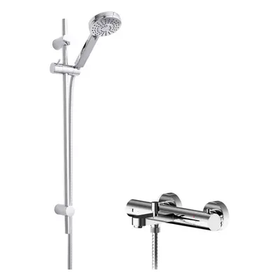 Pride Wall Mount Thermostatic Bath Shower Mixer Tap with Multi Function Slide Rail Kit - Chrome 