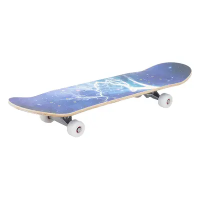 (Blue) 80x20cm Complete Skateboard for Beginner Good Board Double Kick LED Wheels for Extreme Sp