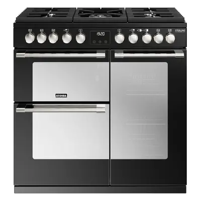 Stoves Sterling Deluxe 90cm Dual Fuel Range Cooker - Black - A/A/A Rated