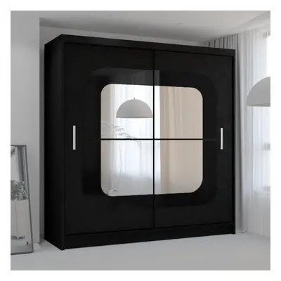 (Black, 150cm) MN FURNITURE Chelsee Sliding Mirror Door Wardrobe