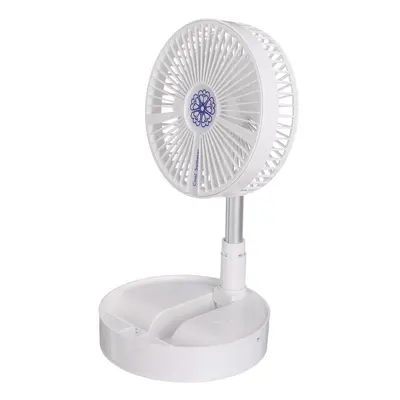 (White) Electric Usb Fan Speeds Foldable Desk Fan Rechargeable Table Fan Stretchable Floor Fan