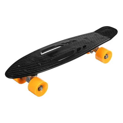 (Black) 22Inch Unisex Children Adults Skateboards Hollow Design Skate Board Deck Strong Pulley W