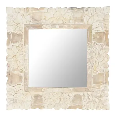 (white) vidaXL Mirror Hanging Wall-Mounted Mirror Hall Makeup Mirror Solid Mango Wood