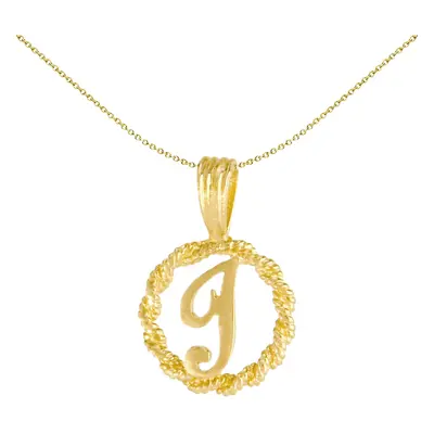 Jewelco London Solid 9ct Yellow Gold Rope Identity Initial Charm Pendant Letter I - JIN001-I