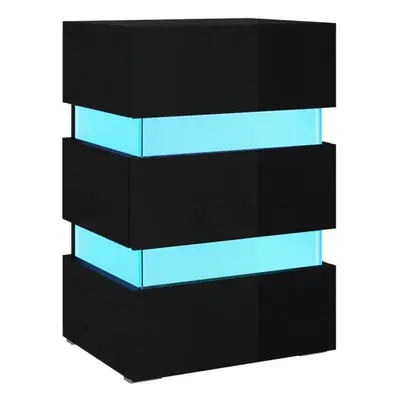 (high gloss black) vidaXL LED Bedside Cabinet Side Table Bed Stand Bed Cabinet Engineered Wood