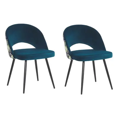 Set of Dining Chairs VIVIAN Velvet Sea Blue