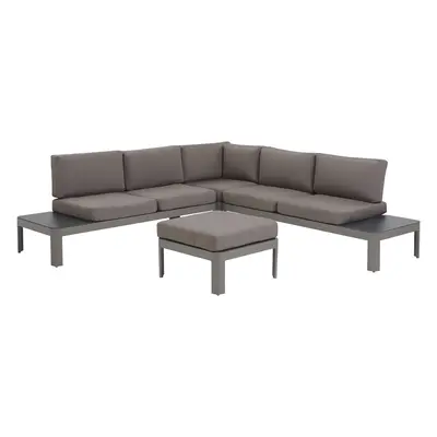 Garden Corner Sofa with Ottoman Seater FERENTINO Modular Metal Grey