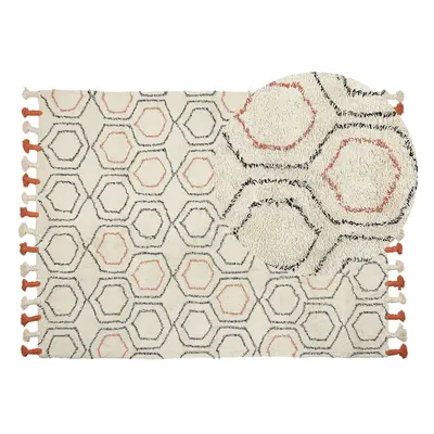 Cotton Area Rug x cm Beige and Orange HAJIPUR