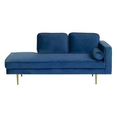 Right Hand Velvet Chaise Lounge Navy Blue MIRAMAS