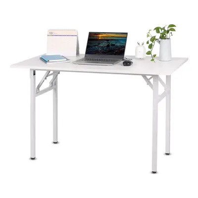 (B white) BELIWIN Folding Computer Desk, No-Assembly Writing Desk, PC Laptop Home Office Desk Wo