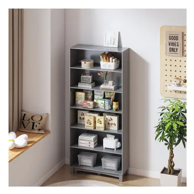 (6-tier Wide, Grey) 5/6 Tier Bookcase Shelves Wooden Storage Display Unit Stand