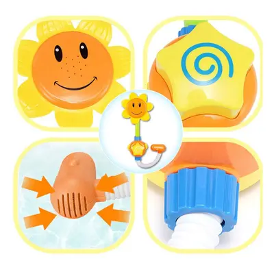 (Yellow) Kids Interactive Baby Bath Toy Sunflower Elephant Pattern Showering Novelties Toys