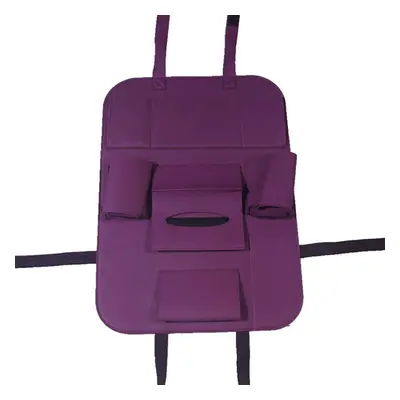 (Purple) Pu Leather Car Seat Back Organizer Backseat Storage Box