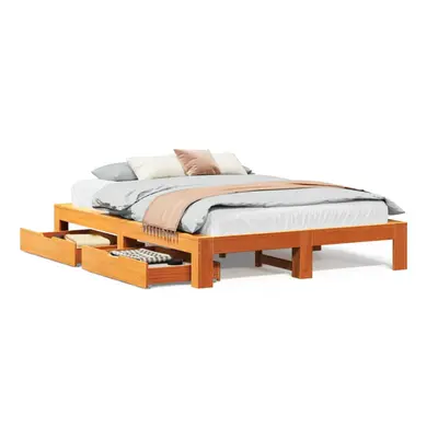 vidaXL Bed Frame without Mattress Bed Wax Brown 140x200 cm Solid Wood Pine