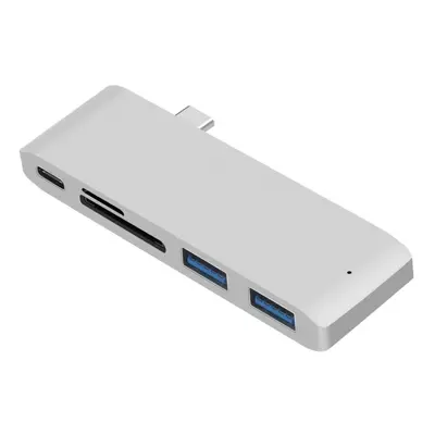 (Silver) 5-in-1 USB-C Docking Station Splitter MacBook HUB Converter Adapter With USB-C PD Power