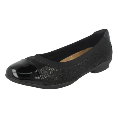 (UK 3.5, Black) Ladies Clarks Ballerina Flats Neenah Garden - E Fit