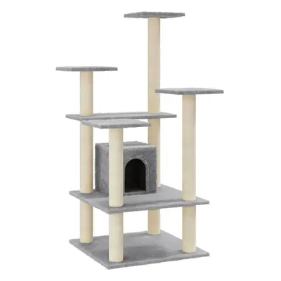 (light grey) vidaXL Cat Tree with Sisal Scratching Posts 110cm Cat Play Tower Multi Colours