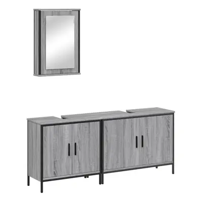 (grey sonoma) vidaXL Bathroom Furniture Set Piece Sink Cabinet Grey Sonoma Engineered Wood