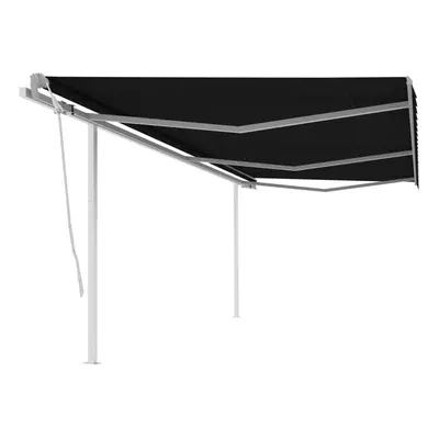 vidaXL Manual Retractable Awning with Posts 6x3 m Anthracite Outdoor Garden