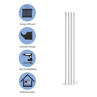 (Double, 1600x236mm) White Single/Double Oval Column Radiator