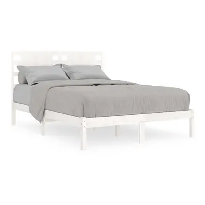 vidaXL Bed Frame Bed Base Wooden Bed White Solid Wood 120x190 cm Small Double