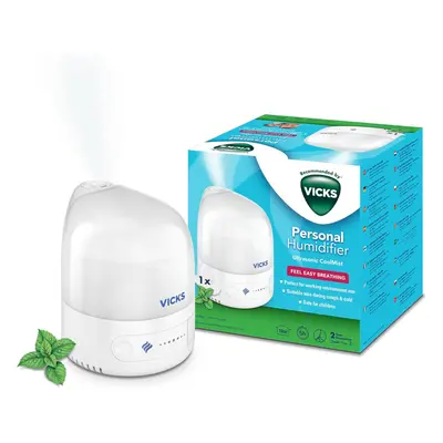 (0.7 L) Vicks Personal Cool Mist Ultrasonic Humidifier Small, Easy to Use, Quiet