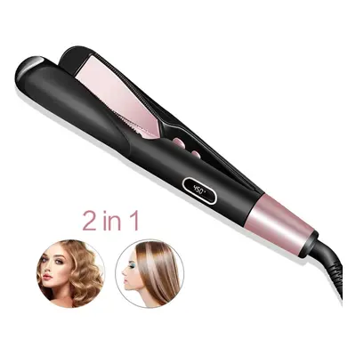 2 In Hair Straighteners And Hair Curler New InStraight Curling Iron Flat Iron|Curling Irons(Blac