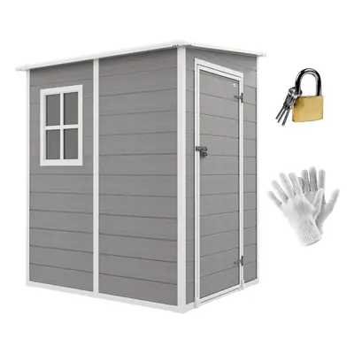 Outsunny Lean to Garden Shed 4'x5' Plastic Tool Storage House w/ Lockable Door