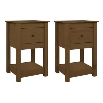 (Honey brown, x Bedside cabinet) vidaXL 1/2x Solid Wood Pine Bedside Cabinet Nightstand End Tabl