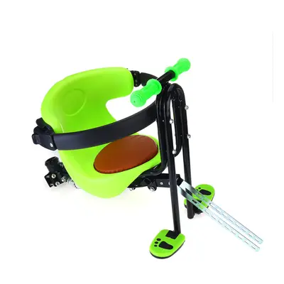 (Green) Bike Baby Seat Safety Handrail with Foot Pedals Support Back Rest