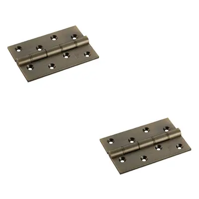 2x PAIR x x 4mm Brass Washered Butt Hinge Antique Brass Internal Door