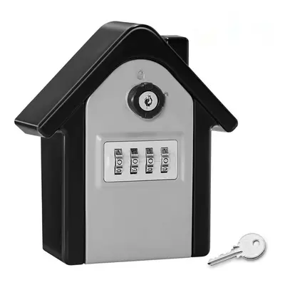 (Grey) Aluminum Alloy Password Box Wall Mounted Key Lock Box Digit Code Combination Key Storage 