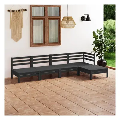 vidaXL Garden Lounge Set Outdoor Sofa Set Couch Piece Solid Pinewood Black