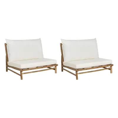 Set of Garden Chairs with Cushions TODI Bamboo Wood Off-White