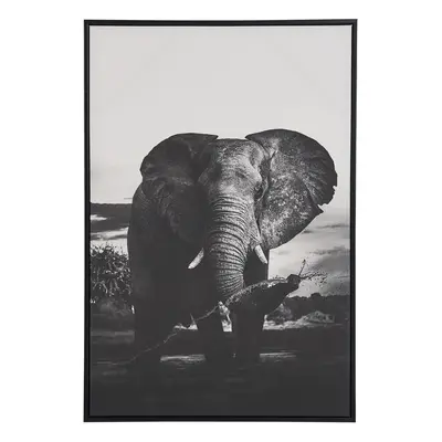 Elephant Framed Canvas Wall Art x cm Grey NIBBIA