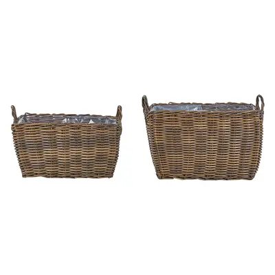 Set of Plant Pots ORMOS PE Rattan Brown