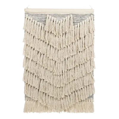 Cotton Wall Hanging with Tassels Beige KOTRA