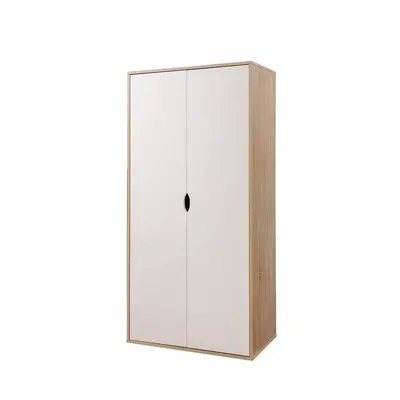 2 Door Double Wardrobe White & Sonoma Oak Effect Bedroom Furniture Cupboard