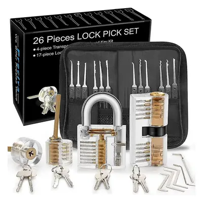 Lock Picking Kit, 26-piece Lock Picking Kit, Practice Tools With Clear Locks