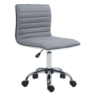 HOMCOM Armless Mid-Back Adjustable Office Chair with Swivel Light Grey