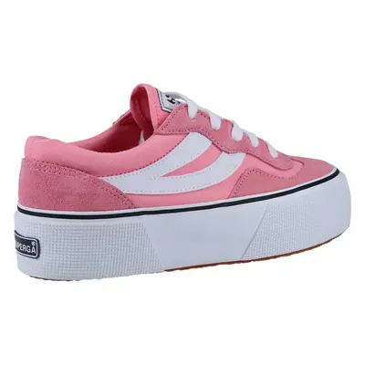 (Pink, (Adults')) Superga Revolley Colorblock Platform Leather Women's Pink/White Trainers