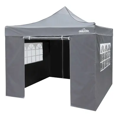 Dellonda Premium 3x3m Pop-Up Gazebo & Side Walls with Carry Bag, Stakes & Weight Bags - Grey