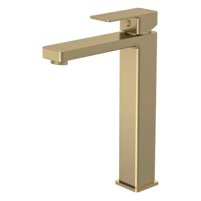 Square Tall Mono Basin Mixer Tap - Brushed Brass