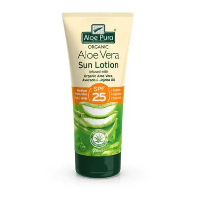 3 X Aloe Pura Organic Aloe Vera Sun Lotion SPF25 Sun Protection Lotion - 200ml