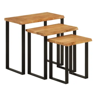 vidaXL Nesting Tables with Live Edge Coffee Table pcs Solid Wood Acacia